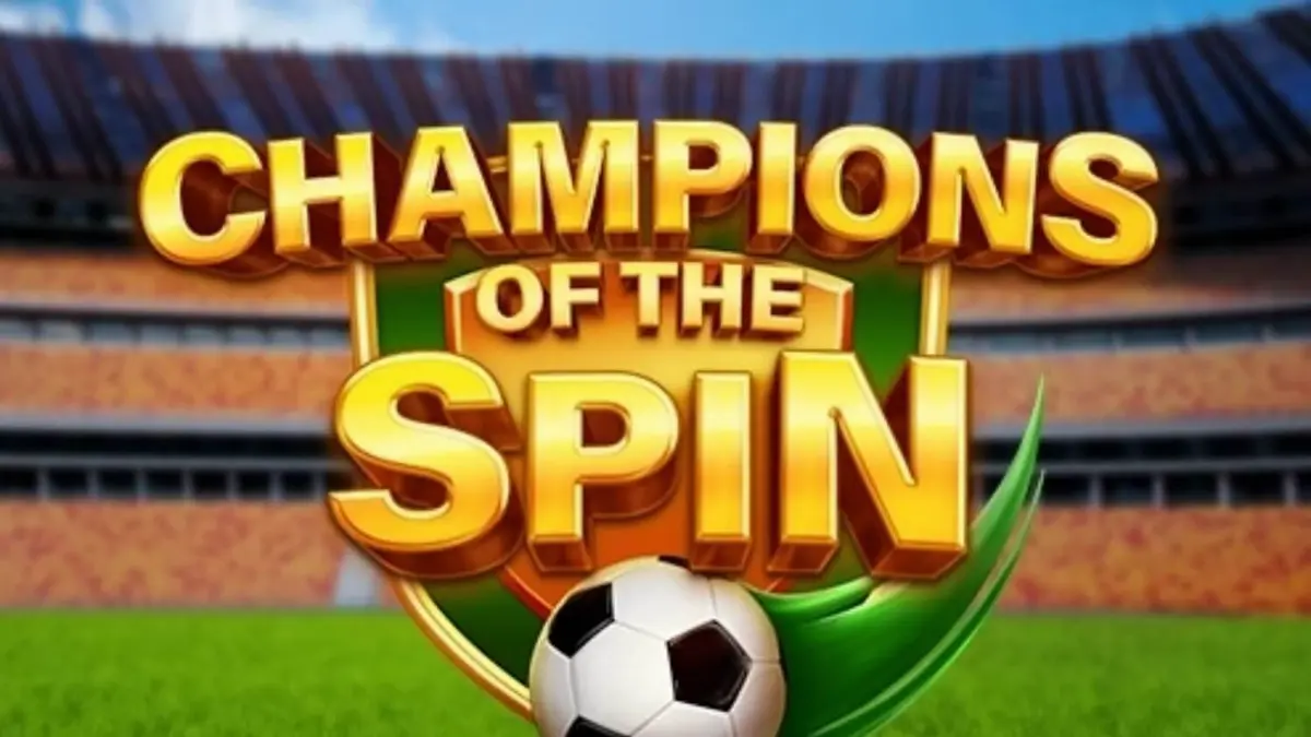 Interface do slot Champion of The Spin com tema de futebol